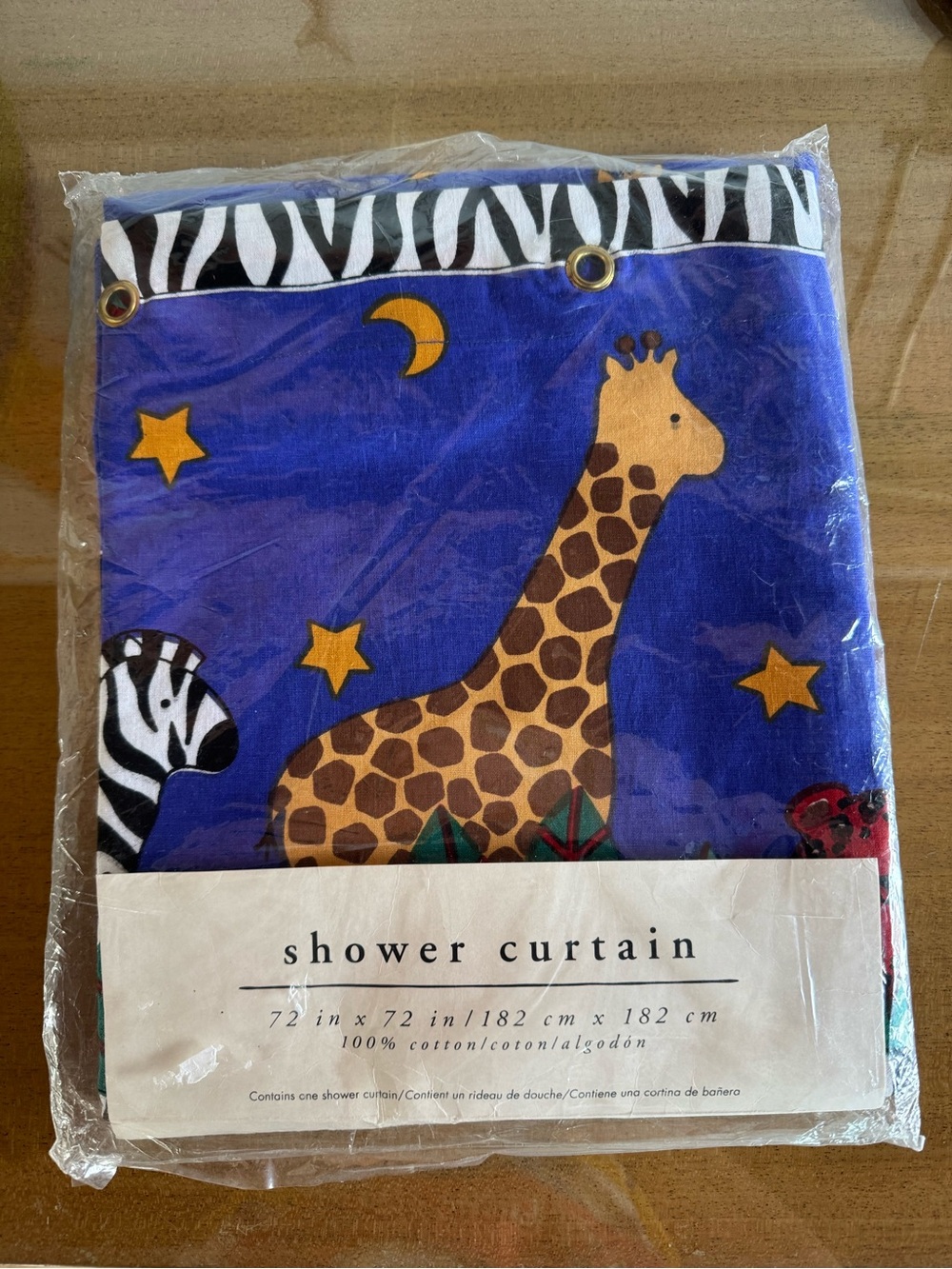 Vintage Pier 1 Blue Safari Animal Shower Curtain